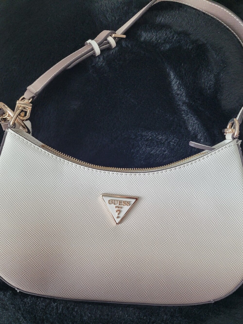 GUESS Beige Crossbody Bag with Gold Logo